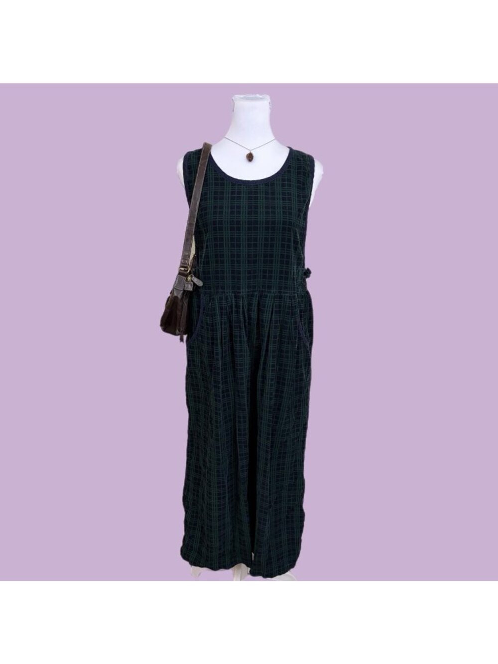 90s plaid corduroy cottagecore jumper dress